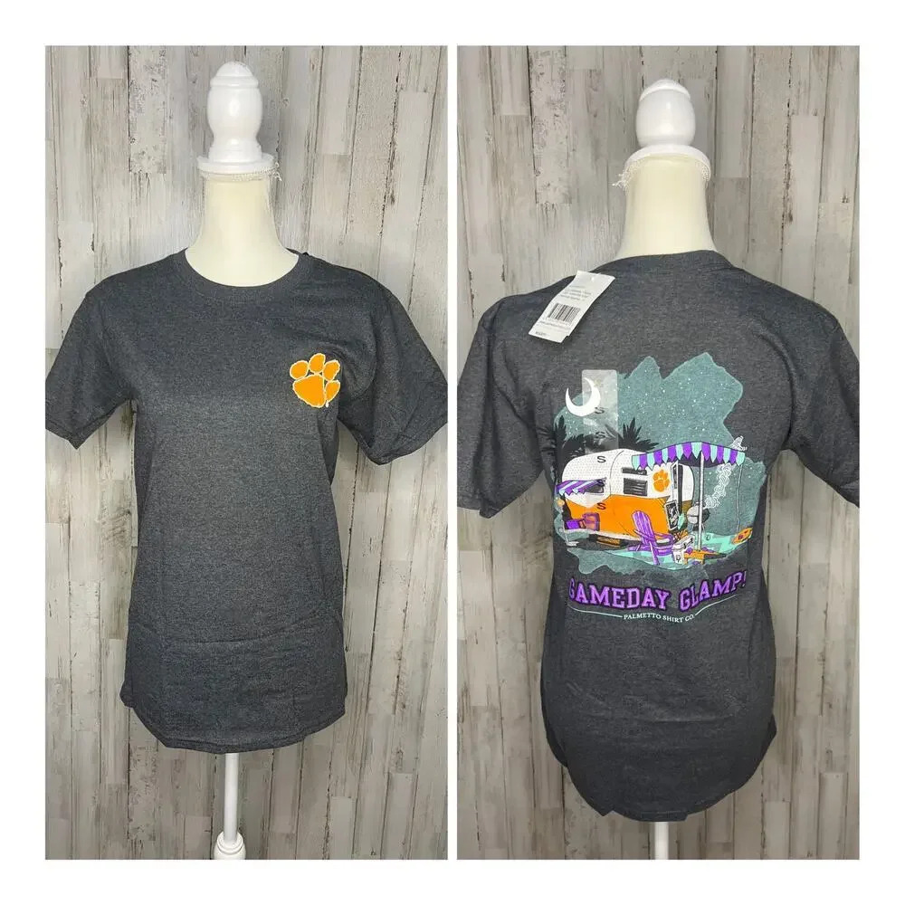 NWT Clemson‎ Tigers 'Gameday Glamp!' Women's Gray Short Sleeve Graphic Print Tee